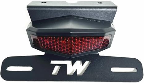 TW200 Fender Eliminator Kit - Tail Tidy Compatible with 1989-2024 TW 200 - License Plate Bracket with Rear Tail Brake Light (Red) - color: Red