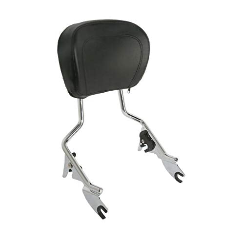 TCT-MOTORPARTS Passenger Detachable Backrest Sissy Bar Fit For Harley Touring Street Road King Glide Electra Glide 2009-2025 - color: Chrome