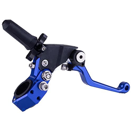 7/8" 22mm Universal Motorcycle Aluminum 360 ° Alloy Foldable Clutch Handle Motorcycle Clutch Handle with Mounting Seat for Motorcycle Street Sport Dirt Pit Mini Bikes Scooter ATV-Blue - color: Blue