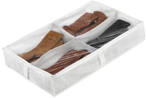 Whitmor Underbed Boot Bag, 4 Section, White (Pack of 6) - color: White, size: 23"L x 37"W x 6"H (Pack of 6), style: UNDERBED BOOT BAG - SINGLE