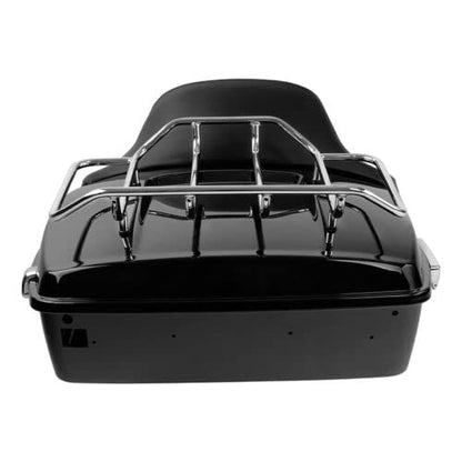 TCMT King Motorcycle Trunk Backrest Pad 2 up Mounting Rack Speakers Fit For Harley Touring 1997-2008 Electra Glide Road Glide Street Glide Pack - color: With Speaker Holes: Style E Black Rack