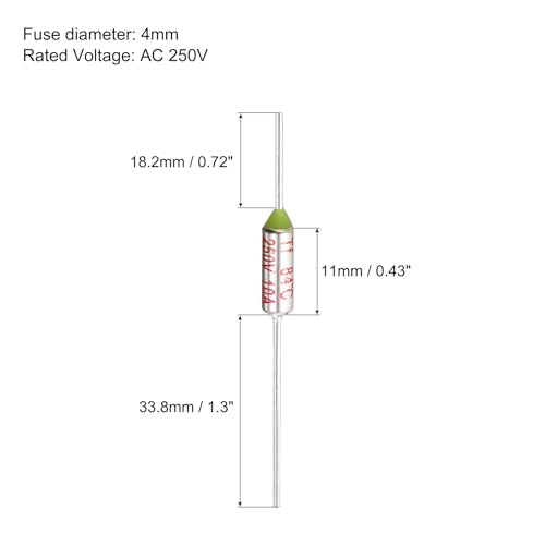 MECCANIXITY 10 Pcs Metal Temperature Thermal Fuse SF84 84C 183.2F 10A 250V Cutoff Thermal Fuse with 20 Pcs BN1.25 Bare Terminal Butt Connector - style: SF84