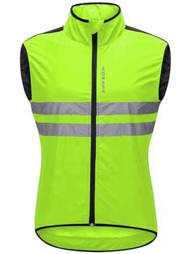 WOSAWE Men's High Visibility Cycling Wind Jacket Water Resistance Reflective Windbreaker - color: Green Vest 205, size: 3X-Large