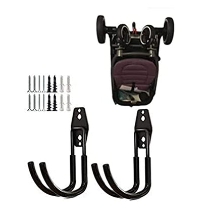 zoele Baby Stroller Hanger, 2 Pcs Black (Polyvinyl Chloride, Alloy Steel), Wall Mount, Heavy Duty Garage Tool Storage Organizer Utility Hooks, 77 lbs Weight Capacity, Stroller Holder - color: 2 Pcs Black