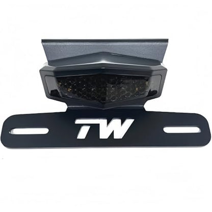 TW200 Fender Eliminator Kit - Tail Tidy Compatible with 1989-2024 TW 200 - License Plate Bracket with Rear Tail Brake Light (Smoke) - color: Smoke