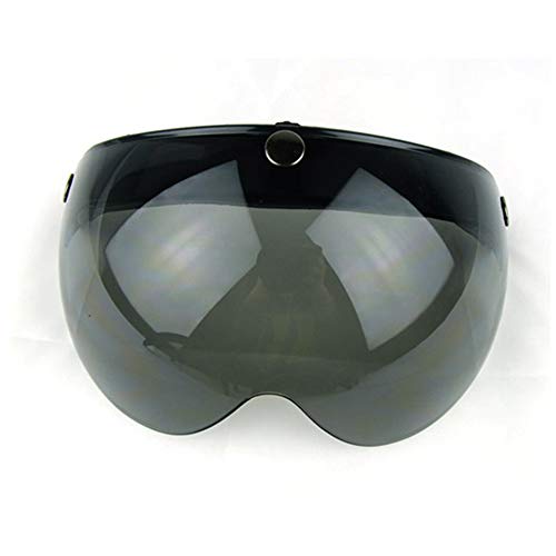 WANCAR Universal Motorcycle Retro Pilot-Style Standard 3 Snap-Button Visor Flip Up Down Open Face Helmet Wind Shield(Dark Smoke) - color: Dark Smoke