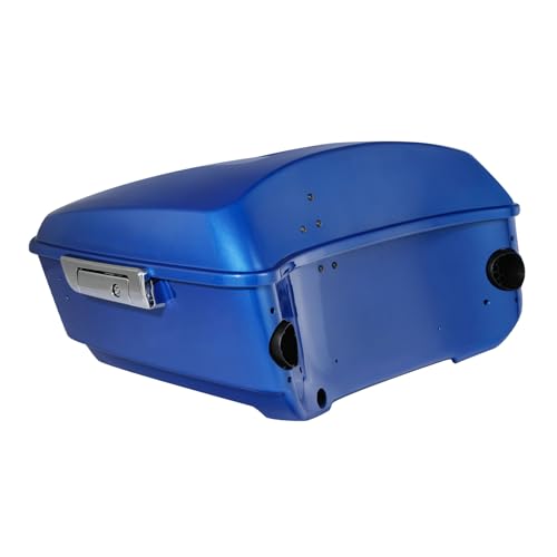 TCMT 13.7" King Motorcycle Trunk Box W/Latch Key Fit For Harley 2014-2025 Touring CVO Road King Road Glide Street Glide Electra Glide Ultra Limited Electric Blue - color: Electric Blue(W Speaker Holes)