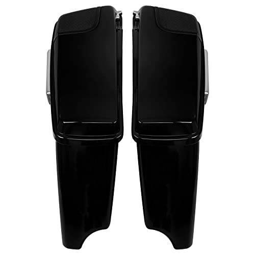 HR3 Vivid Black (Pinstripe) 4" Stretched Hard Saddlebags w/Speaker Lids Compatible with 2015-2016 Road Glide Special FLTRXS Street Glide Special FLHXS (Replace for OEM) - color: Vivid Black (Pinstripe)