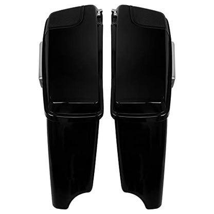 HR3 Vivid Black (Pinstripe) 4" Stretched Hard Saddlebags w/Speaker Lids Compatible with 2015-2016 Road Glide Special FLTRXS Street Glide Special FLHXS (Replace for OEM) - color: Vivid Black (Pinstripe)
