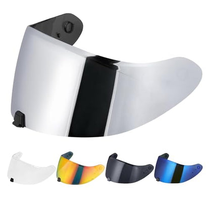 R420 Visor Shield Repalcement, UV Protection Outer Face Helmet Shield Compatible with R420 Motorcycle Accessories (Chrome Silver) - color: Chrome Silver