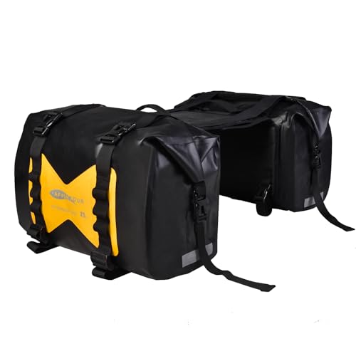 30L Motorcycle Luggage Bags for Motorbike Travel - Motorcycle Panniers - Detachable Bag for Scooter, Honda, Suzuki, Yamaha (Yellow, 1 Pair) - color: Yellow, size: 30L