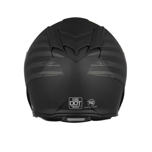 VCAN Bluetooth Integrated Full Face Motorcycle Helmet with Dual Visor - color: Flat Black Flag