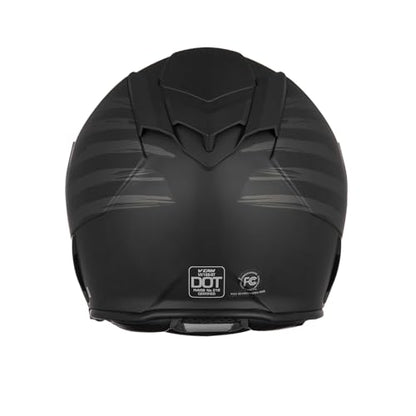 VCAN Bluetooth Integrated Full Face Motorcycle Helmet with Dual Visor - color: Flat Black Flag