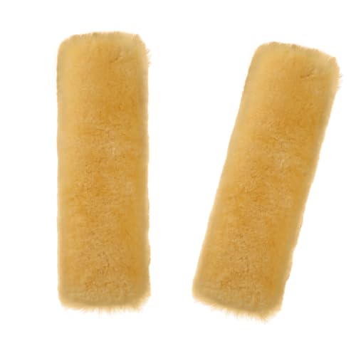 Soft & Cozy Australian Sheepskin Car Seat Belt Covers,2 Pack Fluffy Seatbelt Pads, Genunie Sheepskin Fur Shoulder Straps Cushions for Adults Kids Women and Men (Beige Yellow) - color: Beige Yellow