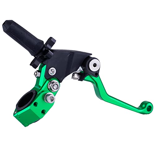 7/8" 22mm Universal Motorcycle Aluminum 360 ° Alloy Foldable Clutch Handle Motorcycle Clutch Handle with Mounting Seat for Motorcycle Street Sport Dirt Pit Mini Bikes Scooter ATV-Green - color: Green