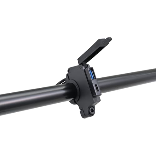 Daytona USB Motorcycle Handlebar Charger, USB-A QC 3.0 + USB-C PD 30W, Dual Port 60W, IPX6 Waterproof, 22.2/25.4mm Clamp, Ignition Triggered, Relay Included
