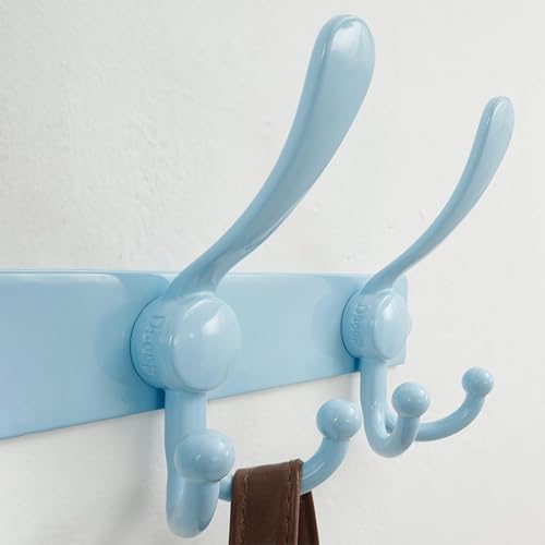 Dseap Coat Rack Wall Mount, Heavy Duty 12-Gauge Base vs Flimsy 1mm, Double-Thick Solid Anti-Snap Hooks, 16” Stud-Mount, Stainless Steel Hanger for Clothes Hat Entryway Closet Mudroom, Blue - color: Blue, size: L=17" (1pcs)