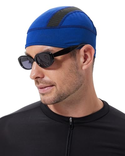 Cooling Skull Cap Helmet Liner-Lightweigh Mesh Sweat Wicking Beanie Caps for Hard Hat,Motorcycle,Cycling,Running - color: 1-royal Blue