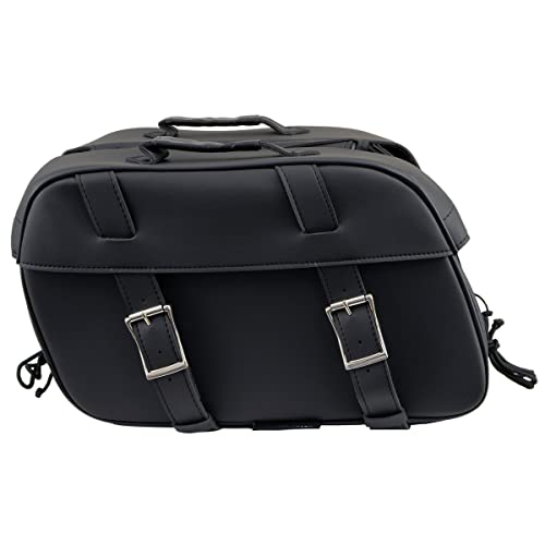 Milwaukee Leather PVC 2-Strap Throw-Over Easy Zip off and off Motorcycle Saddlebags - Medium - color: SH57701ZB-BLACK, size: Medium