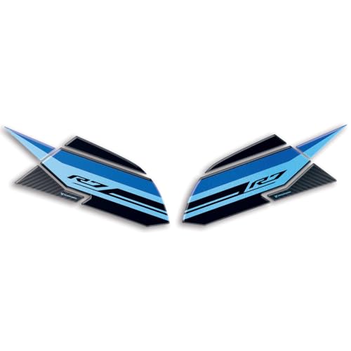 Resin Bike Motorcycle Stickers Compatible with Yamaha YZF R7 2021-2025 Icon Blue. Tank Side Protections from Bumps and Scratches, Resin Stickers with 3D Effect Made in Italy