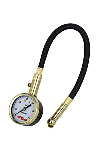 Accu-Gage by Milton Dial Tire Pressure Gauge with Swivel Angle Air Chuck and 11 in. Braided Hose - ANSI Certified for Motorcycle/Car/Truck Tires (0-60 PSI)