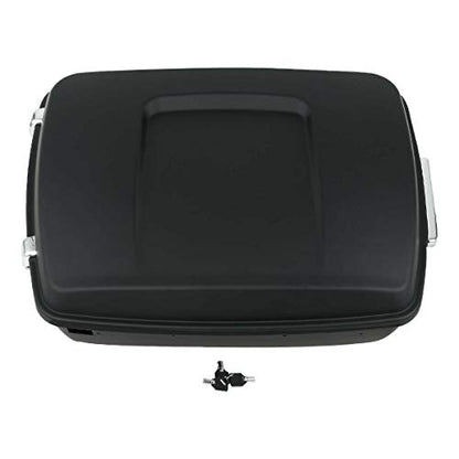 TCMT 13.7" King Motorcycle Trunk Box W/Latches Key Fit For Harley 2014-2025 Touring CVO Road King Road Glide Street Glide Electra Glide Pack - color: Matte Black Chrome Latches(W Speaker Holes)
