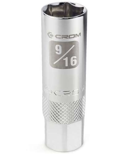 CROM Magnetic Spark Plug Socket - 3/8" Drive Spark Plug Removal Tool (9/16 Inch Magnetic) - size: 9/16 Inch Magnetic