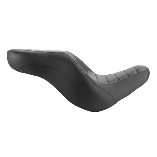 One-Piece Driver Passenger Seat Motorcycle 2-Up Seat Compatible with Harley Sport Glide FLSB Low Rider FXLR FXLRS FXLRST 2018-Later (Black Stripe Stitching) - style: Black Stripe Stitching