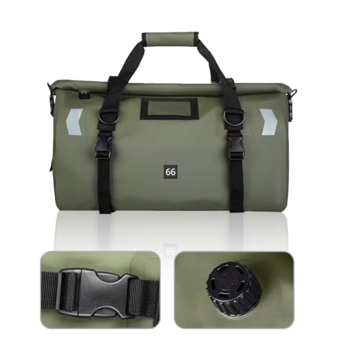 Waterproof PVC Motorcycle Dry Bag 66L Motorcycle Tail Saddle Bag Travel Luggage Storage Bag Roll Pack Bag Green - color: Green no logo