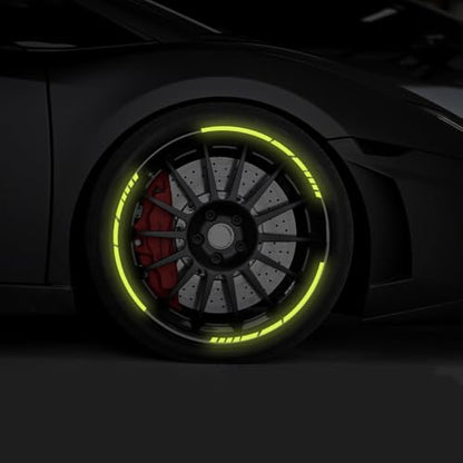 12PCS Reflective Car Wheel Stickers, Night Safety Warning Bicycle Stickers, Anti-Scratch Reflective Rim Decals for Car Motorcycle Cycling Bike (Green) - color: Green
