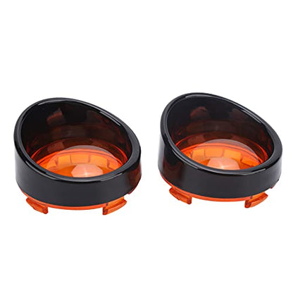 Motorcycle Turn Signal Light Cover Trim, ABS Protective Case with Strong Light Transmission, for Motorcycle Turn Signals (Black Orange)