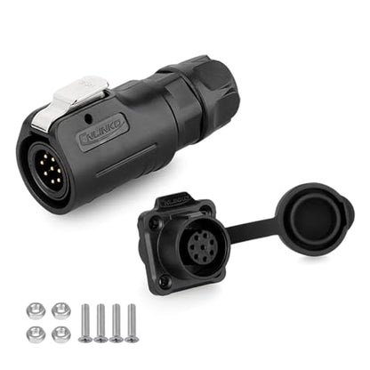 CNLINKO M12 Waterproof Connector PBT Plastic Sliding 8 Pin Adapter Signal Panel Mounts (8 Pin) - size: 8-Pin, style: Plug without Cable