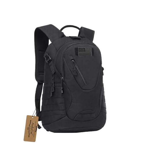 ArcEnCiel 15L Motorcycle Backpack Tactical Bag Rucksacks for Outdoor Camping Trekking Hunting with Patch - color: Black
