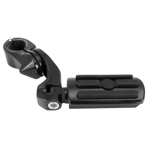 Universal Motorcycle Foot Pegs Compatible with Harley Touring Street Glide Electra Glide Road King Softail CVO Dyna Trike Sportster with 1.25 inch Highway Pegs(Black-Short)
