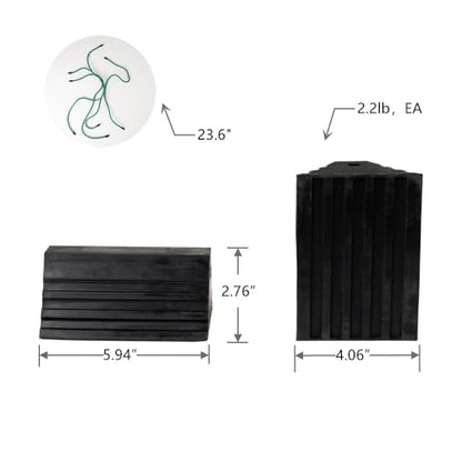 Wheel Chocks, Heavy Duty Wheel Chock with Rope, Rubber Wheel Chocks for Boat Trailers, RV, Truck, Camper, 4 Pack - color: black-t