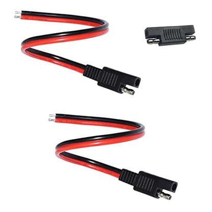 SAE Connector, 12AWG SAE Single Plug DC Quick Disconnect Power Extension Cable with Polarity Reverse Adapter for Motorcycles, Solar Panels, Cars, Tractors, etc. 2-Pack 30CM/1FT