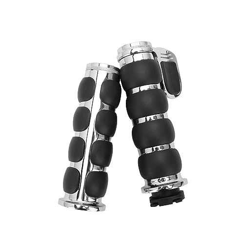 DREAMIZER 25.4MM Motorcycle Handlebar Grips 1 inch Compatible with Honda Shadow Spirit 750 Valkyrie Fury VTX1300 VTX1800 VT400 VT750 VT1100 - Smooth - style: Flat-chrome With Big Throttle