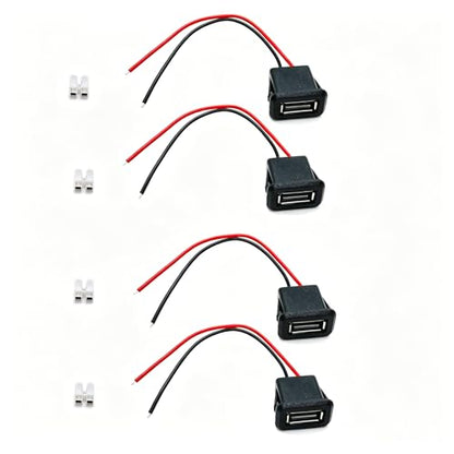 2/4/6PCS 2Pin USB 2.0 USB Female Pigtail Cable Power Jack DC 5V 3A Charging Port Connector Charge Interface with Open Cable USB Charger Flush Mount Socket for DIY Repairing (4)