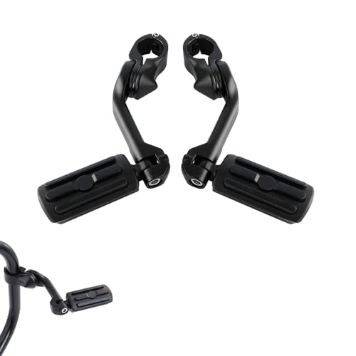 XFMT Motorcycle Highway Pegs 1.25" Long Angled Highway Foot Pegs Adjustable Footrest Fit For Harley Touring Road King Street Glide Electra Glide Softail Sportster with 1 1/4" Engine Guard, Matte Black - color: Matte Black Style 1, size: Long Angled