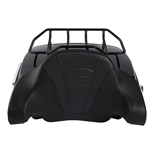 TCMT Chopped Motorcycle Trunk Box Backrest Mounting Luggage Rack Fit For Harley Touring 1997-2008 Road King Road Street Electra Glide Pack - color: Set B2 Chrome Latches#Black Rack