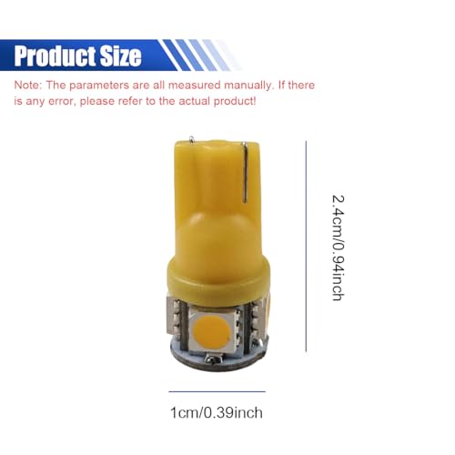 Craedli 2PCS 194 LED Light Bulbs, 12V T10 2825 168 Car License Plate Lights with 5SMD 5050 Chips, 6000K Yellow Bright Wedge Base Lamp Replacement for Car Interior Dome Map(Yellow) - color: Yellow