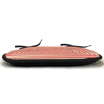Lunarable Psychedelic Chair Cushion Pad, Hypnotic Maze Twisty Optical Theme Dizzy Pattern Trance Abstract, Seat Padding for Kitchen & Patio with Anti-Slip Backing, 16"x16", Pale Yellow Vermilion - color: Pale Yellow Vermilion, size: Pack of 1