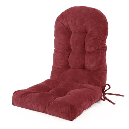Rocking Chair Cushions Set - Non-Slip Adirondack Chair Cushions with Ties Indoor/Outdoor Rocking Chair Pad for Living Room, Bedroom, Balcony, Office - color: Indoor Alita-red