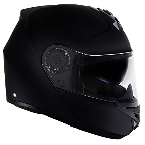 Milwaukee Helmets H7005 Flat Black MayDay Modular Full Face Wireless Motorcycle Helmet-Stream Music-Phone Calls