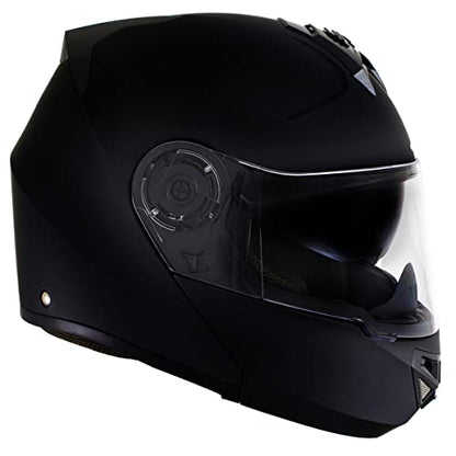 Milwaukee Helmets H7005 Flat Black MayDay Modular Full Face Wireless Motorcycle Helmet-Stream Music-Phone Calls