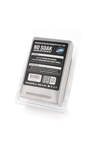 The Rag Company - No Soak Coating Applicator Kit - Microfiber Coating Sponges with Soak Barrier Plus 3 Scratchless and Edgeless 70/30 Blend Microfiber Towels for Buffing/Leveling Coatings