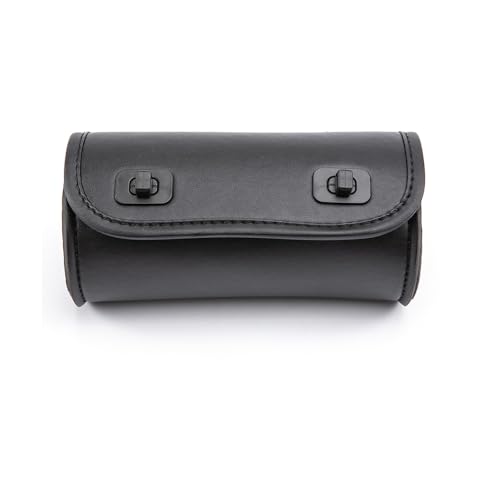 Mini Motorcycle Handlebar Bag Saddlebag Roll Tool Bag for Cafe Racer Bobber Chopper Storage pouch (Black) - color: Black