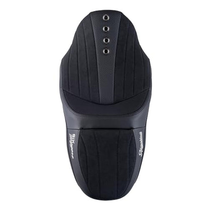 Advanblack SIK Baggers Touring Seat with Custom Stitching for 2009–2023 Harley Road Glide, Street Glide, Road King & Electra Glide，Gel-Lab Cushion, Synthetic Suede, No Backrest Slot (Black Stitching) - color: Black Stitching