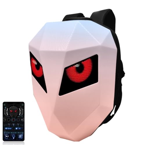 Zunate LED Motorcycle Backpack with Programmable Full Color Screen Display, 3D Hard Shell Design, Riding Helmet Storage Bag for Outdoor Activities