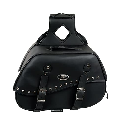 Milwaukee Leather Studded Throw-Over Motorcycle Saddlebags – Synthetic Leather – Universal Fit – Zip-Off - Large - color: SH655ZB-BLACK, size: Large